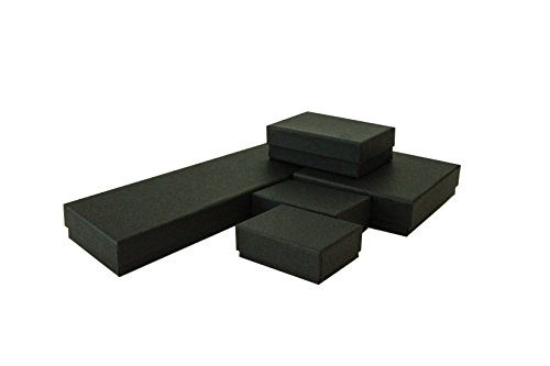 TheDisplayGuys - 100-Pack #99 Cotton Filled Cardboard Paper Jewelry Boxes Gift Case - Matte Black (5 Sizes Assortment) - for Shipping or Storage