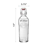 Bormioli Rocco Officina Water Bottle | 37.25 oz, Italian Glass Pitcher | Airtight Seal & Metal Clamp | Easy To Carry Handle, Dishwasher Safe & Eco-Friendly | Safe For Infused & Carbonated Drinks