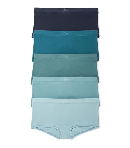Victoria's Secret PINK Women's Cotton Boyshort Underwear, Panties for Women, Indigo Tea Dye, (M)