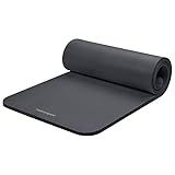 Retrospec Solana Yoga Mat 1" Thick w/Nylon Strap for Men & Women - Non Slip Exercise Mat for Home Yoga, Pilates, Stretching, Floor & Fitness Workouts - Graphite
