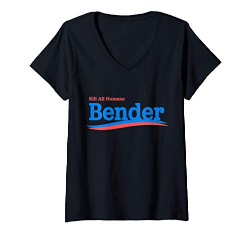 Womens Bender Kill All Humans V-Neck T-Shirt