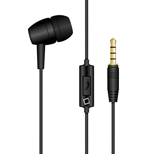 ZAMZAM Pro Mono Earbud Hands-Free Compatible with Xiaomi Redmi A2 with Built-in Microphone and Crisp Clear Safe Audio! (3.5mm / 3.5ft Length Cable)