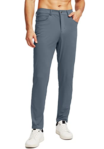 Men's Stretch Golf Pants with 6 Pockets Slim Fit Dress Pants for Men Travel Casual Work (Dusty Blue, S)