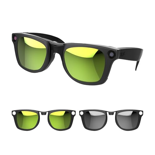 RCstyle Polarized Clip Compatible With Ray-Ban Meta Wayfarer(RW4006 Standard 50-22 Size M) Smart Glasses Color Changing Clip Set for Man and Woman (Gray, Yellow)