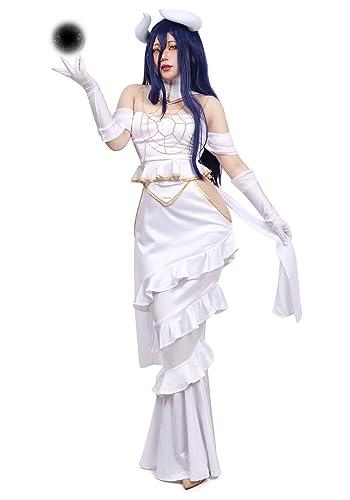 C-ZOFEK Women Anime Cosplay Dress Off the Shoulder Costume Outfit Full Set Goddess Prom White Fishtail Dress (X-Large)