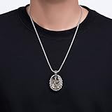 FAZOVIN Guanyin Buddha Necklace for Men Stainless Steel Guanyin Pendant Necklace Bodhisattva Amulet Patron Saint Avalokitesvara Buddha