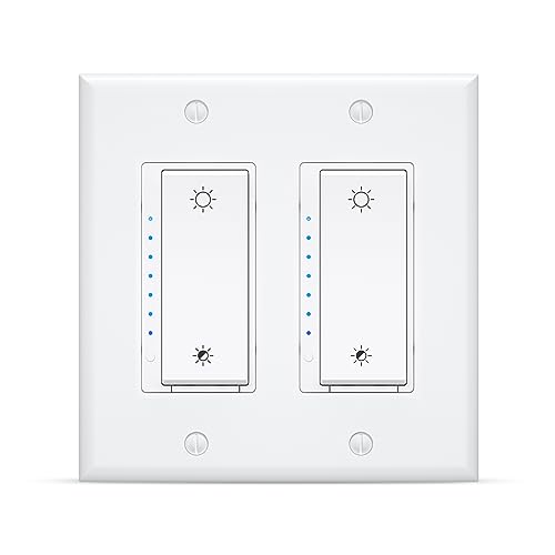 Lesim Smart Wi-Fi Dimmer Switch 2Gang Compatible with Alexa and Google Assistant, Single Pole, Needs Neutral Wire