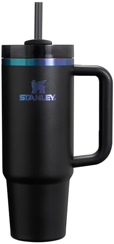 STANLEY Quencher H2.0 Tumbler with Handle and Straw 30 oz | Flowstate 3-Position Lid | Cup Holder Compatible for Travel | Insulated Stainless Steel Cup | BPA-Free | Black Chroma