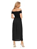 Floerns Women's Boho Floral Print Off Shoulder Split Long A Line Dress A Solid Black M