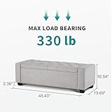 Huatean Home Ottoman with Storage, Storage Ottoman Bench with Safety Hinge, Upholstered Storage Bench with Seating for Bedroom, Living Room, Holds up to 330 lb(Light Gray)