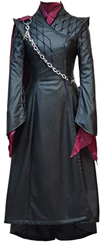 Xuminvty Daenerys Targaryen Cosplay Costume Adult Women Dress Dragon Warrior Battle Suit Halloween Cosplay (Black, Medium)