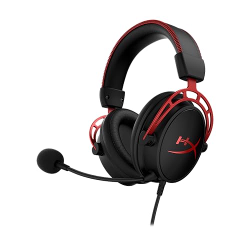 HyperX Cloud Alpha - Gaming Headset, Dual Chamber Drivers, Legendary Comfort, Aluminum Frame, Detachable Microphone, Works on PC, PS4, PS5, Xbox One/ Series X|S, Nintendo Switch and Mobile – Red