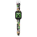 Minecraft Kids LED Smartwatch Interactive Gaming-Themed Watch 10 Changeable Faces, Step Counter, Calculator, Games, Selfie Cam, Alarm & Timer, Printed Silicone Straps – Fits Wrists 5.5"-8.0"