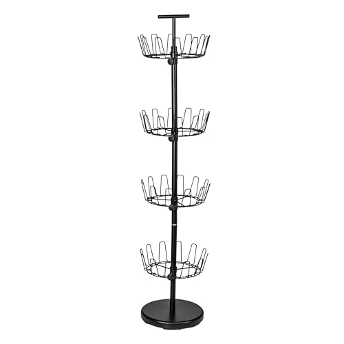 Household Essentials 4-Tier Shoe Storage Tree, Matte Black