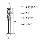 Home of quality tools 5PCS 1/2'' Carbide Square End Mill Bits Set, Milling Bits Cutter 1/2 Carbide End Mills for Alloy Steels/Hardened Steels, HRC 45 Deg Single End 4 Flute AlTiN Coating