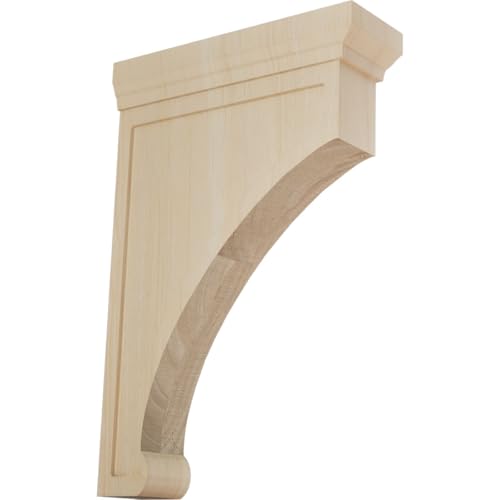 Ekena Millwork BKTW02X08X12GORW Extra Large Gomez Wood Wood Brackets, 2 1/2"W x 8"D x 12"H , Rubberwood