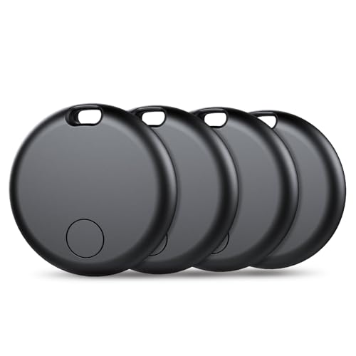 Tracker Air Tags-4 Pack: Smart Bluetooth Tracker, Item Finder Works with Apple Find My (iOS Only) App, Trakcer Tag Locator for Keys, Luggage, Satchel, Backpack etc. (Not for Android Devices)
