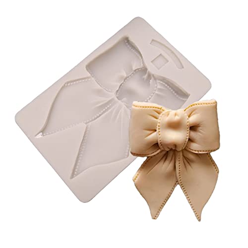 Playing Mold Large Bow Shaped Silicone Mold for DIY Cake Fondant Biscuit Cookies Sugar Pudding Chocolate Hard Candies Dessert Decor (D)
