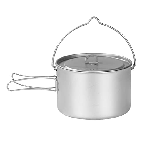 YYDS Outdoor Camping Outdoors Camping Cookware Lightweight Hanging Pot Camping Cooker Pure Titanium Foldable Hanging Pot Hiking Cooking Pot Adventures Picnics (Size : 1600ml)