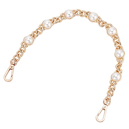 WADORN Pearl Purse Replacement Chain, 14.1 Inch Imitation Pearl Bead Short Bag Handle Strap Bag Charms Crossbody Decoration Chain for Satchel Clutch Shoulder Hobo Bag Dumpling Pouch, Gold