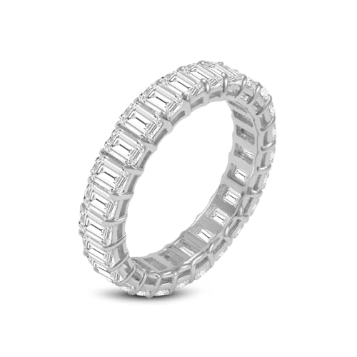 TimeLess Classics 6.30 Carat TW 14K White Gold Emerald Cut Lab Grown Diamond Ladies Eternity Wedding Anniversary Stackable Ring Band (Ring Size: 5.5)