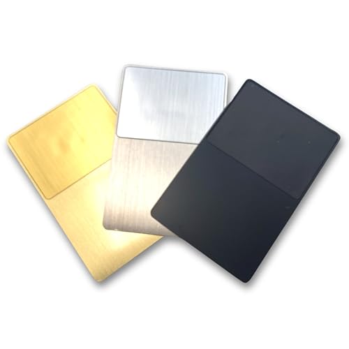 Metal NFC Cards - Laser Engraver Blanks for Digital Business Cards and Hotel Keys - Premium Sublimation Blanks with Embedded NFC Tags (Brushed Gold Color, 5 Cards)