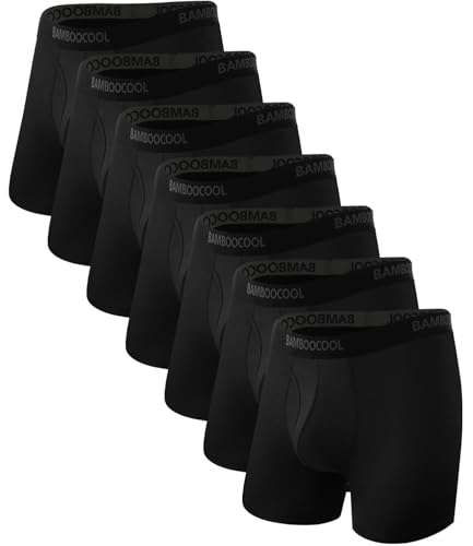 BAMBOO COOL Men's Underwear Breathable Boxer Briefs with Fly Moisture-Wicking Lightweight Underwear(3 or 7 Pack)