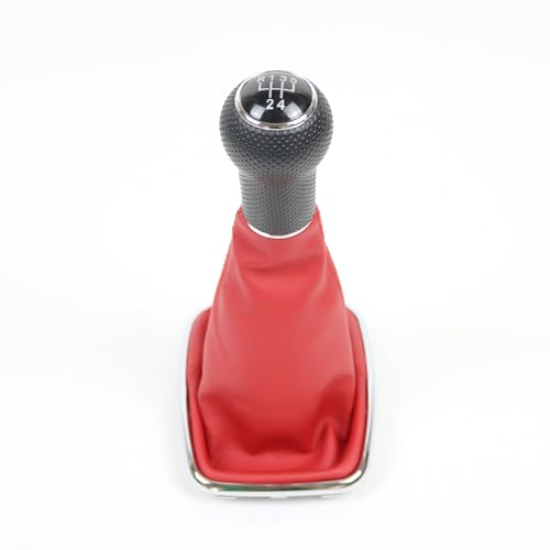 Generic 5 Speed 12MM Car Manual Gear Shift Knob with Red Leather Boot for VW Golf 4 IV MK4 GTI R32 for Bora for Jetta 1999-2004 for Seat Leon 2000 2001 for Toledo 1999 2000 2001