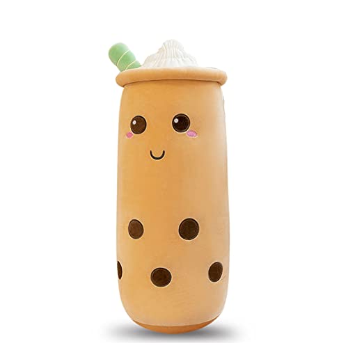 Rexinc Cute Plushies Plush Plushie Long Plush Pillow Bubble Tea Stuffed Animal Gift for Kids Adults (Long Brown Round Plush,43 Inch)