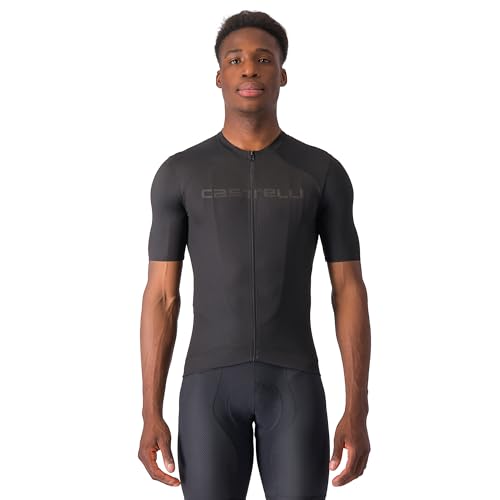 CASTELLI Men’s Prologo Lite Jersey, Lightweight Quarter Length Sleeve with Pockets for Road, Gravel Biking I Cycling - Light Black - Large