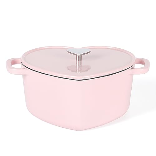 Martha Stewart Heart Shaped 4-Quart Enamel Cast Iron Dutch Oven - Pink