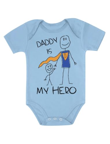 Tstars Daddy Is My Hero Father's Day Baby Outfit | Gift for New Dads Infant Boy Girl Bodysuit 6M Aqua