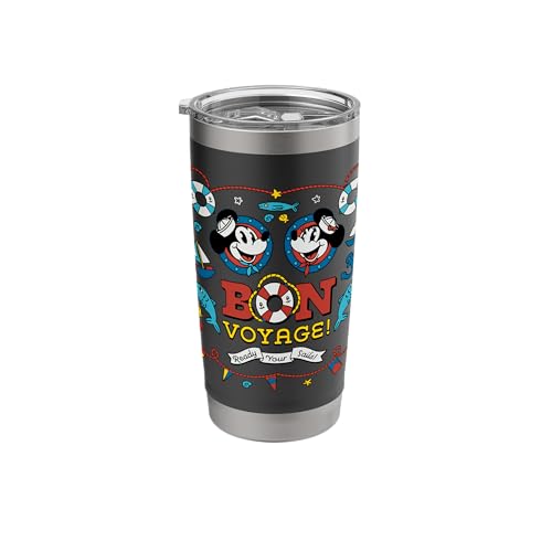 Disney Cruise Mickey & Minnie Mouse Bon Voyage Ship Vacation Stainless Steel Insulated Tumbler