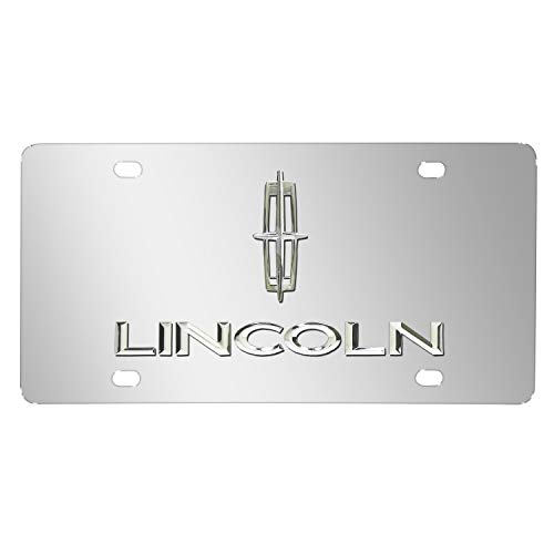 iPick Image Made for Lincoln 3D Metal Dual Logo Mirror Chrome Stainless Steel License Plate