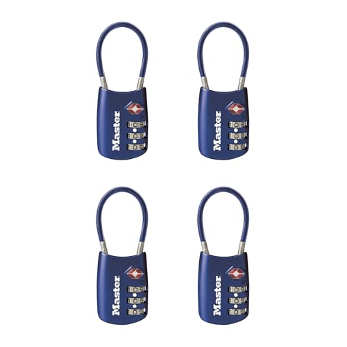 Master Lock Blue Set Your Own Combination TSA Approved Luggage Lock, Travel Zipper Padlock is Perfect for Suitcases, Bags, or Backpacks, 4 Pack, 4688BLUEC4
