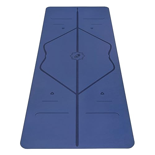 Liforme Original Yoga Mat – Free Yoga Bag, Patented Alignment System, Warrior-like Grip, Non-slip, Eco-friendly and Biodegradable, sweat-resistant, long, wide, 4.2mm thick mat for comfort (Dusk Blue)