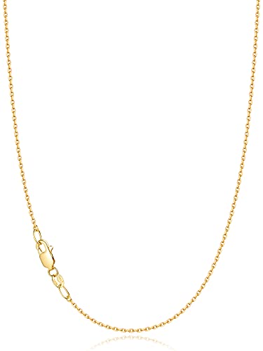 Jewlpire 18k Over Gold Chain Necklace for Women, 1.1mm Cable Chain Gold Chain for Women Shiny & Sturdy Women's Chain Necklaces, 18 Inches