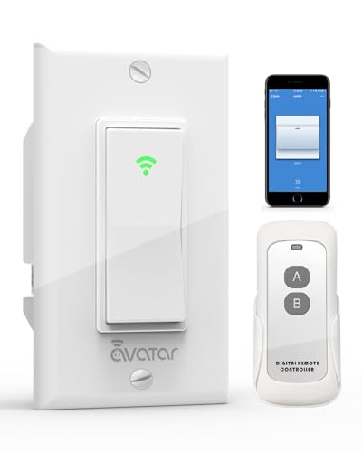 Smart Switch with App & Remote Control, Alexa Light Switch Single-Pole, 2.4GHz Wi-Fi Timer Wall Switch Compatible with Alexa Google Home, Smart Home Electrical Switch, Neutral Wire Needed