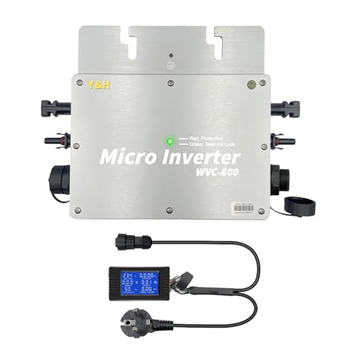 Y&H 600W Solar Grid Tie Micro Inverter with AC Data Monitoring Display Screen Waterproof IP65 MPPT DC28-50V PV Input AC80-160V Output for 24V 36V Solar Panel