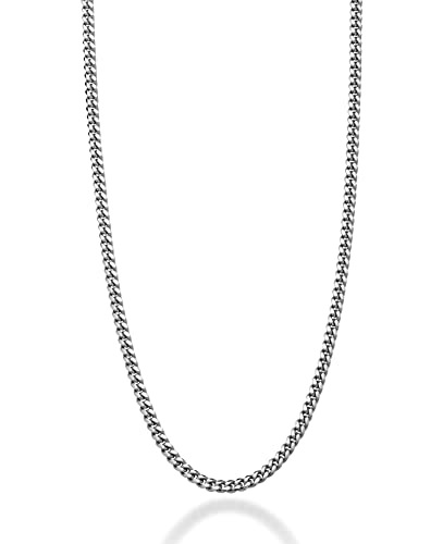 Miabella Italian Heavy 925 Sterling Silver Thick 3.2mm, 5mm, 7mm Curb Cuban Link Chain Necklace for Men Made in Italy (3.2mm, Length 24 Inches)