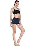 CADMUS Women's Workout Yoga Running Compression Exercise Booty Shorts with One Side Pockets,3 Pack,09,Black,Grey,Navy Blue,Medium