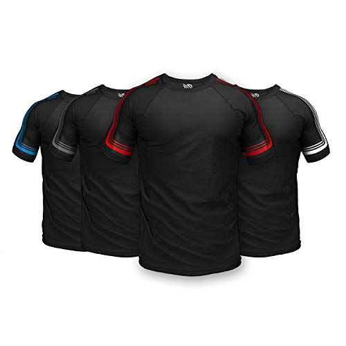 Sanabul Core Short Sleeve Jiu Jitsu Rash Guard MMA BJJ Wrestling Shirt Grappling - Red/Black, Large