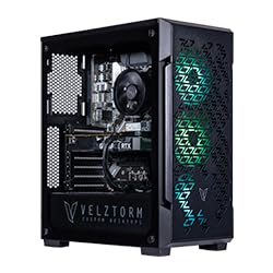 Velztorm Fultix Custom Built Gaming Desktop PC (AMD Ryzen 5-5500, GeForce GTX 1050 Ti, 32GB DDR4, 512GB PCIe SSD + 2TB HDD, 750W PSU, WiFi 4, Bluetooth 4.2, RJ-45, HDMI, Win 10 Pro)