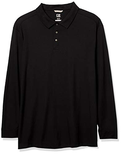 Cutter & Buck Men's Big & Tall 35+UPF, Long Sleeve Advantage Polo Shirt, Black, 5XB