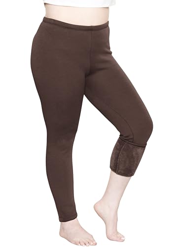 Women's Fleece Ankle Leggings Brown 3X