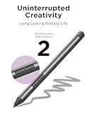 Lenovo Digital Pen 2 (Laptop) - Ultra-Tactile Response - 4,096 Levels of Pressure - Natural Feel Elastometer Pen Tip - Extended Battery Life - Silver, Grey