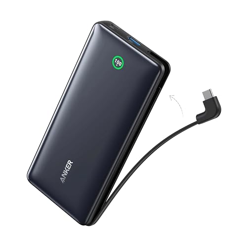 Anker Nano Power Bank 20K – 30W Fast Charging, Built-in USB-C Cable, Ultra-Compact 20000mAh Battery Pack for iPhone 16, 15, 14, 13, Samsung Galaxy S25, S24, S23, S22, iPad Air, Google Pixel, AirPods