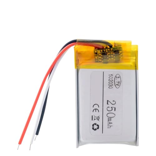 HAFHNRUY 502030 3.7V 250mAh Lithium Rechargeable Battery 1PCS(502030 1.25 2P)