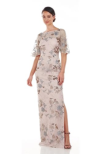 JS Collections Women's Daphne Flutter Column Gown, Mauve/Silver
