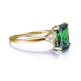 Yaresul 3.5ct Women's Green Emerald Ring for Women 14K Gold Plated 925 Sterling Silver Emerald Engagement Ring for Women May Birthstone Rings Paved Cubic Zirconia Wedding Rings Size 8